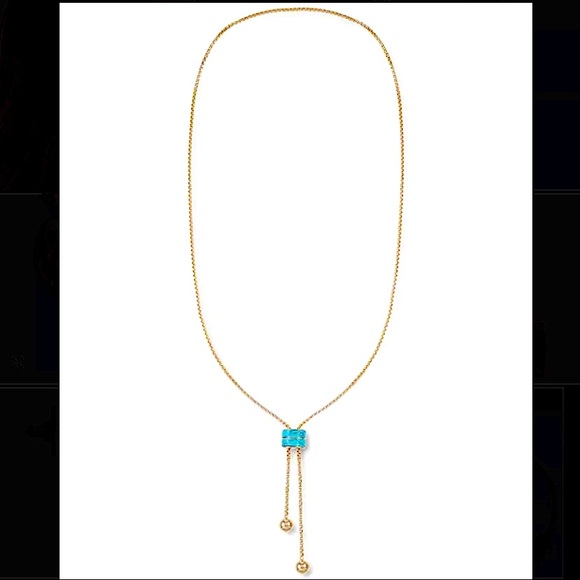 Alfani Gold-Tone Turquoise Stone Lariat Necklace - Picture 5 of 5
